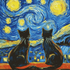 Black Cats Under Starry Nights Diamond Painting