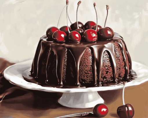 Black Cherry Dessert Diamond Painting