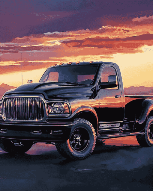 Black Dodge Pickup Diamond Painting