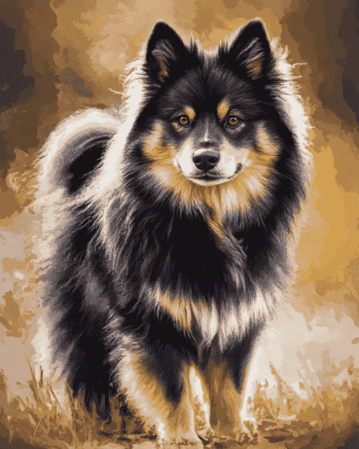 Black Finnish Lapphund Puppy Diamond Painting