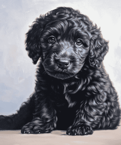 Black Goldendoodle Puppy Diamond Painting