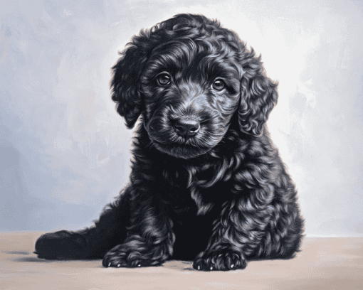 Black Goldendoodle Puppy Diamond Painting