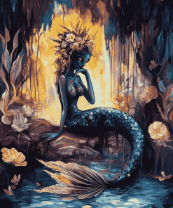 Black Mermaid Fantasy Diamond Painting