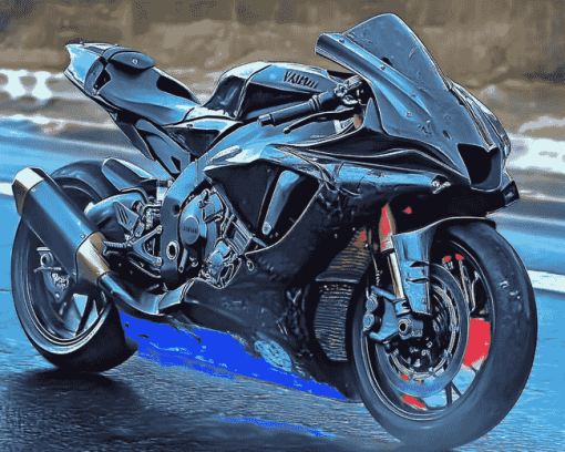 Black Motorbike Engines Diamond Painting