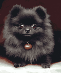 Black Pomeranian Puppy Diamond Painting