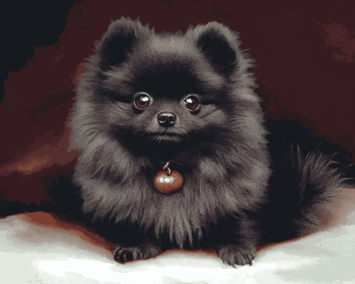 Black Pomeranian Puppy Diamond Painting