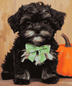 Black Shorkie Puppy Diamond Painting