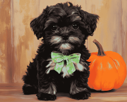 Black Shorkie Puppy Diamond Painting