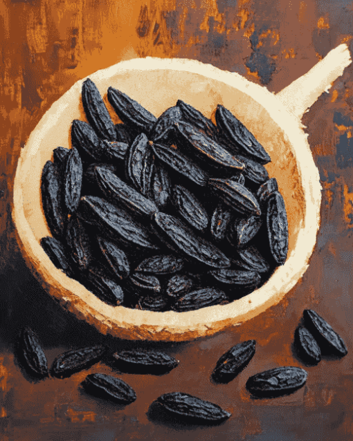 Black Tonka Beans Food Diamond Painting