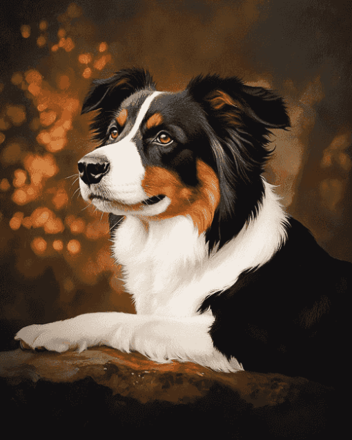 Black Tri Shepherd Dog Diamond Painting