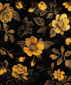 Black and Gold Floral Diamond Painting