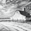 Black and White Barn Landscape Diamond Painting