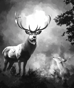 Black and White Deer Diamond Painting