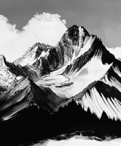 Black and White Mountain Scenery Diamond Painting