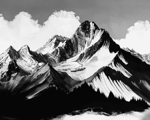 Black and White Mountain Scenery Diamond Painting