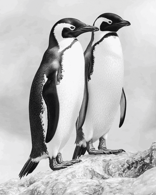 Black and White Penguin Diamond Painting