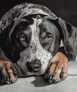 Black and White Plott Puppy Diamond Painting