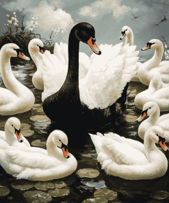 Black and White Swans Diamond Painting