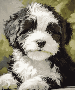 Black and White Tibetan Terrier Diamond Painting