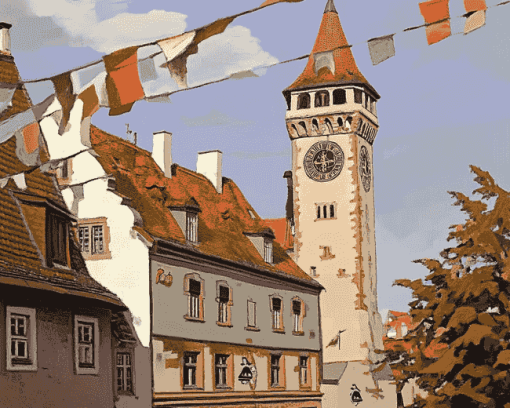 Blaser Tower Ravensburg Landmark Diamond Painting