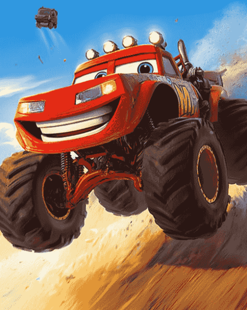 Blaze Monster Machines Animation Diamond Painting