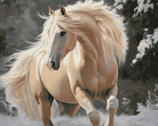 Blonde Pony Draft Horse Diamond Painting