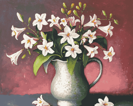 Blossoming Lilies in Jug Diamond Painting