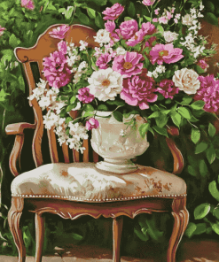 Blossoming Roses Chair Diamond Painting