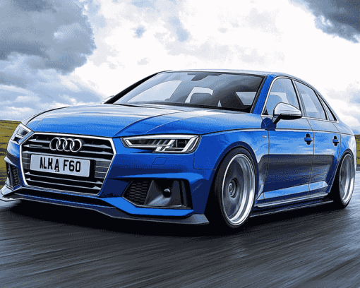 Blue Audi A4 Engines Diamond Painting