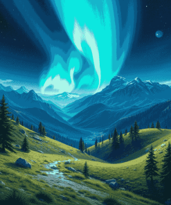 Blue Aurora Landscape Diamond Painting