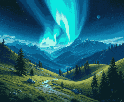 Blue Aurora Landscape Diamond Painting