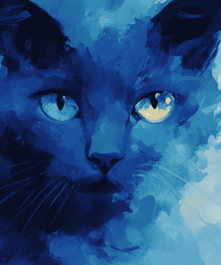 Blue Cat Abstract Diamond Painting