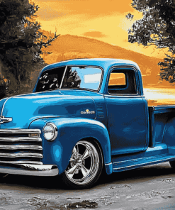 Blue Chevrolet Trucks Diamond Painting