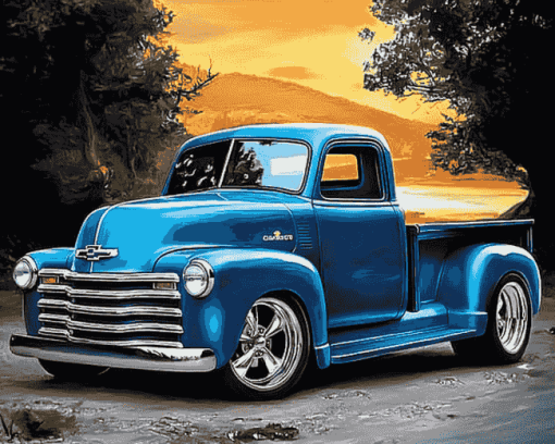 Blue Chevrolet Trucks Diamond Painting