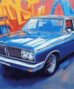 Blue Chrysler Valiant Car Diamond Painting