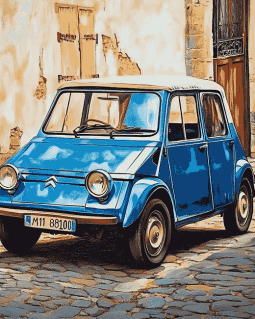 Blue Citroen Ami 8 Diamond Painting