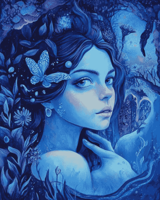 Blue Fantasy Girl Diamond Painting