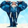 Blue Geometric Elephant Diamond Painting