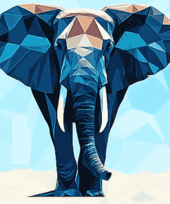 Blue Geometric Elephant Diamond Painting