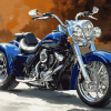 Blue Harley Davidson Three Wheeler Diamond Painting