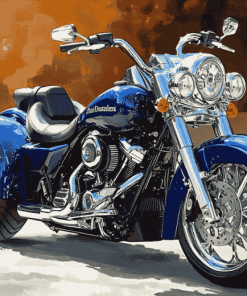 Blue Harley Davidson Three Wheeler Diamond Painting