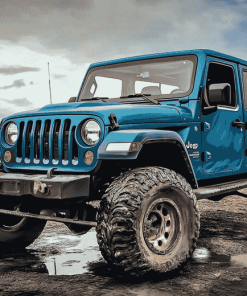 Blue Jeep Adventure Diamond Painting