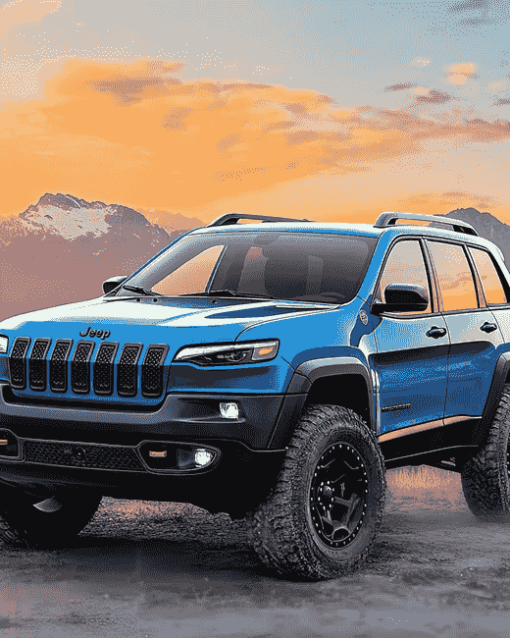 Blue Jeep Cherokee Adventure Diamond Painting