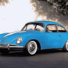 Blue Karmann Ghia Car Diamond Painting