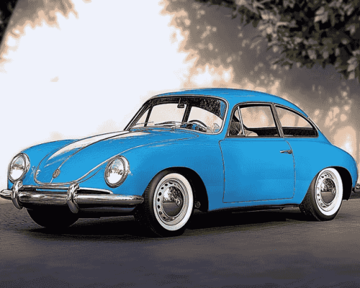 Blue Karmann Ghia Car Diamond Painting