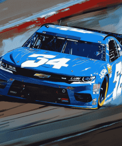 Blue Kyle Larson Racing Car Diamond Painting