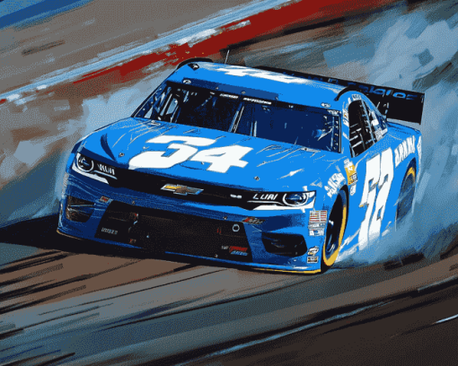 Blue Kyle Larson Racing Car Diamond Painting