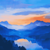 Blue Mountain Sunset Diamond Painting