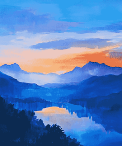 Blue Mountain Sunset Diamond Painting