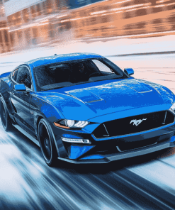 Blue Mustang Car Enthusiast Diamond Painting